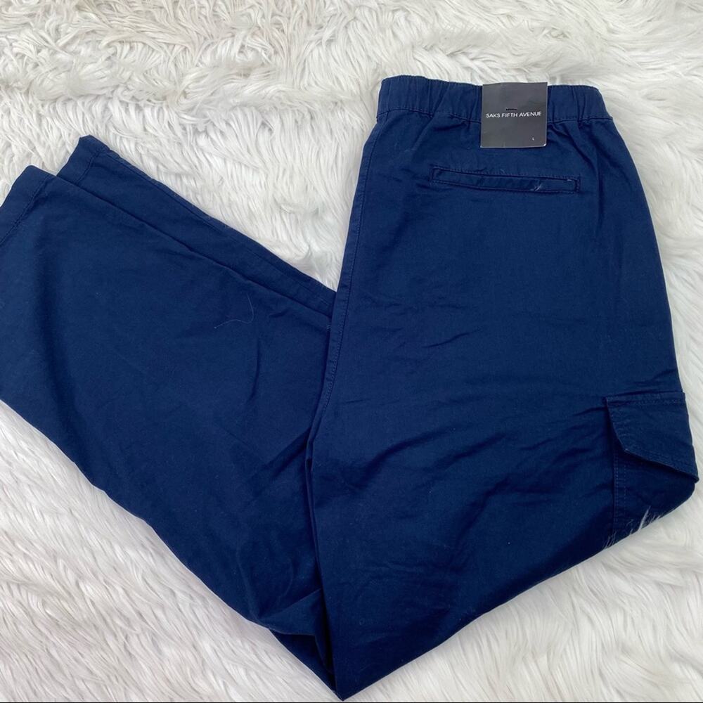 Saks Fifth Avenue Women's Pull On Chino Pants Navy Blue Size‎ L Casual NWT